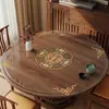 Nuevo mantel protector de mesa lavable impermeable y a prueba de aceite de vidrio suave de PVC estilo chino con mantel estampado hueco