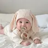 Gorro para bebé para primavera y otoño, lindo gorro con orejas de conejo para protección de orejas, gorro elegante a prueba de viento para niños y niñas, gorro para recién nacido que cubre la cara, estilo coreano