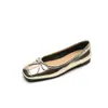 Zapatos de Tacón Bajo Estilo Francés con Lazo y Punta Cuadrada 2026 Primavera Boca Baja Piel Genuina Moda Zapatos de Mujer