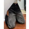 Jeans American Retro Cielo Estrellado con Parches de Pedrería Brillante para Mujer con un Diseño Atrevido, Pantalones Lavados con Degradado de Longitud Completa