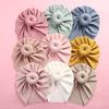 Gorro de primavera para niños, nuevo, de punto, sin gorro, elástico, de color liso, estilo indio con forma de donut.