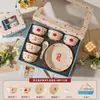 Souvenir de Negocio Regalo Práctico Vajilla de Cerámica Juego de Regalo de Tazón y Plato para Eventos de Empresa, Team Building y Regalos de Apertura de Negocio para Clientes