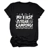 Mi primer año de acampada Amazon eBay sitio independiente moda casual camiseta de manga corta con cuello redondo para mujer
