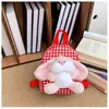 Peluche de Conejo de Orejas Grandes Mochila Infantil Cuadros Elegantes Mochila para Salidas de Bebé Niña Dibujo Animado Lindo Mochila Pequeña