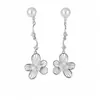 Pendientes de flor de perla con circonita y aguja de plata, pendientes de lujo ligero de alta gama, accesorios dulces y elegantes para vacaciones, pendientes al por mayor