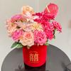 Estilo chinês casamento noivado decoração de quarto de noiva decoração minha família tem um pingente de pergaminho feliz sala de estar decoração de pintura suspensa com o caractere Xi foto