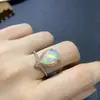 Anillo de Ópalo Blanco Natural para Mujer Moda Partícula Grande Estilo Gota de Agua 9x13mm Estilo Corona Abierta Forma Hermosa