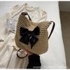 Bolso Cubo Tejido con Lazo Estilo Coreano para Mujer 2024 Nuevo Lanzamiento Popular Bolso Cruzado Popular Bolso de Mano de Nicho Estilo Occidental