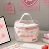 Bolsa de Maquillaje Personalizada con Estampado de Flores Ins Bolso Lindo Femenino con Corazón Portátil de Gran Capacidad Neceser para Artículos de Tocador y Maquillaje