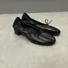 Zapatos de tacón de bloque para mujer de piel de oveja, nueva colección 2026, tacones altos clásicos y elegantes con lazo, bailarinas de cuero suave