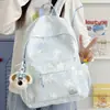 Mochila de Costas Duplas Estilo Coreano Ins Minimalista Estrela para Meninas Alunas do Ensino Fundamental II e Médio Grande Capacidade Versátil Leve Mochila de Campus