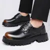 Zapatos transfronterizos talla grande 48, colección versátil de otoño, con cordones para hombre, bloques de color, diseño de puntera gruesa, zapatos Derby casuales de suela gruesa estilo británico