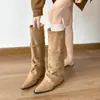 Botas Maillard de piel, botas largas para mujeres petite, botas de tacón de cuña, botas de punta para meter por el pantalón, botas altas de montar