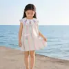 Vestido de Verano Coreano para Niñas 2026, de Rayas de Colores, sin Mangas, con Bordado de Velero Náutico