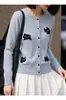 Cárdigan de punto bordado dulce y suave para mujer, nueva colección de otoño, cuello redondo, holgado, chaqueta ligera, suéter exterior