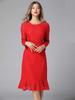 Vestido de renda vermelho Ano Novo Chinês Feminino Primavera e Outono Novo tamanho plus size cintura francesa sereia versátil