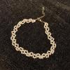 Elegante collar de perlas de imitación tejidas a mano con diseño de hada que ondea en la clavícula, estilo retro francés, ideal para novias y celebridades de Internet.