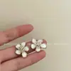 Nuevos Pendientes de Flor de Cinco Pétalos con Circonita, Pendientes de Pétalos Personalizados, Pendientes de Flor Exagerados con Aguja de Plata de Alta Gama al por Mayor