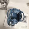 Ins-style coreano-estilo lona saco denim ombro crossbody bag estilo japonês chique casual cor sólida mão transportado bolsa de pano das mulheres moda