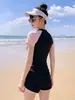 Traje de Baño Deportivo para Mujer Estudiante Conservador Dividido Protector Solar Secado Rápido Traje de Neopreno Manga Corta Pantalones de Playa Traje de Baño para Aguas Termales de Mujer