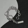 Pulsera de doble capa con costuras de diamantes de imitación para mujer, de nicho dulce y cool, exquisita y versátil, accesorios de moda de estilo frío
