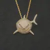 Hip-Hop Europeo y Americano Ins Nuevo Mismo Estilo 6Ix9Ine Colgante de Tiburón Micro-Pavimentado con Circonita Lleno de Diamantes Collar Personalizado para Hombre