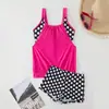 2025 Nuevo Tamaño Grande Estación Independiente Europea y Americana Transfronterizo Estampado de Lunares Traje de Baño Boxer Traje de Baño Tankini Dividido para Mujer