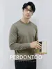 Camiseta de Algodón Puro de Xinjiang de Peso Pesado 320g Cuello Redondo para Hombre Manga Larga Holgada Sencilla Color Sólido Amigable con la Piel Camiseta Básica Estilo Primavera y Otoño