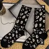 Coreia do Sul Dongdaemun Estampa de Leopardo Meio Estiloso Estiloso Novo Estilo Celebridade da Internet Cintura Alta Emagrecedor Moderno Meias