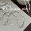 Collar de Plata Brillante S925 de Plata de Ley Estilo Ins Coreano de Nicho de Gama Alta con Cuentas Dobles Envolvente con un Ambiente Elegante y Grácil