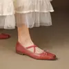 Zapatos de Mujer de Estilo Nuevo para Todas las Estaciones, de Tacón Bajo, Tallas Grandes para Mujer, de Tacón Cuadrado, Antideslizantes, de Suela Suave, Zapatos Bajos, Zapatos de Piel de Vaca con Punta Redonda