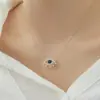 Collar Ojo de la Suerte de Plata de Ley S925 con Incrustaciones de Circonita, Candado Colgante Versátil Ojo Azul Full Diamante