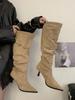 2026 Nuevas Botas Largas de Estilo Francés para Mujer Otoño e Invierno, Zapatos de Tacón Alto, Botas de Invierno para Combinar con Abrigos, Botas Largas de Caña Alta, Botas Melard