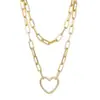 Collar Europeo y Americano Joyería Punk Hip-Hop Aleación Corazón Multicapa Cadena Gruesa Cadena para Suéter Colgante Geométrico de Moda para Mujer
