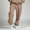 Conjunto de Moletom Feminino Outono/Inverno Cor Sólida Soltinho com Máscara de Olho e Calça Jogger Conjunto Casual de Duas Peças