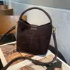 Bolso Cubo Shanxia Yousong Nuevo de Cuero Genuino Transfronterizo Vintage Gamuza Esmerilada Capa Superior Bolso de Mano de Piel de Vaca Bolso Cruzado para Mujer