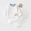 Conjunto de Roupa Íntima Macia e Amiga da Pele, Justa ao Corpo, para Meninos e Meninas Bebês, Conforto em Fleece de Algodão para Bebês e Crianças Pequenas, Conjunto de Calça Comprida e Manga Longa Classe A Sem Etiquetas