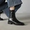 Súper cómodas~Botines cortos para mujer, nuevo estilo otoño e invierno 2025, forrados de felpa, tacón grueso, botas elásticas ajustadas para mujer