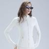 Tops de Yoga de Manga Larga Europeos y Americanos Slim y Versátiles Ajustados Cremallera Dorada Yoga Correr Cuello Alto Chaqueta Deportiva para Mujer
