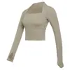 Ropa Deportiva de Manga Larga Transfronteriza para Correr, Fitness y Yoga con Almohadillas en el Pecho para Mujer 2025 Nuevo Look Adelgazante Tops Ajustados para Yoga