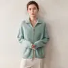 Nuevo Suéter Cardigan de Cachemir con Cuello Alto y Cremallera para Mujer Otoño/Invierno 2026 Moda Grueso de Punto Holgado