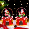 Carruaje de Santa Claus transfronterizo con nieve y bola de cristal de luz brillante, regalo de Navidad creativo, adorno de escritorio al por mayor