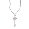 Colar pingente chave flor de diamante zircônia corrente de suéter de luxo leve alto senso moda nicho temperamento joias atacado