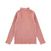Camiseta Básica de Punto Ajustada de Cuello Semi-Alto para Niñas Wulibu Yiyi, Top Cálido Casual de Invierno Amigable con la Piel que Protege el Cuello para Niños