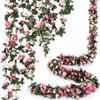 Enredadera de rosas de 45 cabezas transfronteriza decoración de techo interior enredadera arco de boda enroscado flor artificial enredadera de rosas