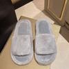 Zapatillas Mao Mao de color sólido para el hogar, nuevas zapatillas de algodón gruesas y cálidas para otoño e invierno, de moda para mujer, para comercio exterior transfronterizo.