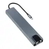 Estação de Docking Oito em Um Tipo C Porta de Rede 100m Estação de Docking Usb-C 4K Usb3 0 Carregamento Rápido Pd Expansão