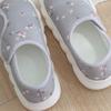 Sapatos Yuezi Primavera e Outono Solado Macio Salto Bolsa Pós-parto Interno Florido Algodão Chinelos Feminino Verão Fino Antiderrapante Solado Grosso Sapatos de Casa