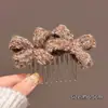 Pente de Cabelo com Laço de Tricô Vintage para Mulheres, Ferramenta para Arrumar o Cabelo, Pente de Novo Estilo de Inverno, Grampo de Cabelo, Acessório de Cabelo