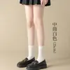 Calcetines Negros para Mujer, Calcetines de Compresión para Pantorrilla de Otoño e Invierno, Calcetines Holgados Adelgazantes Hasta la Rodilla, Calcetines Largos Tipo Jk Hasta el Muslo Combinados con Zapatos Pequeños de Cuero